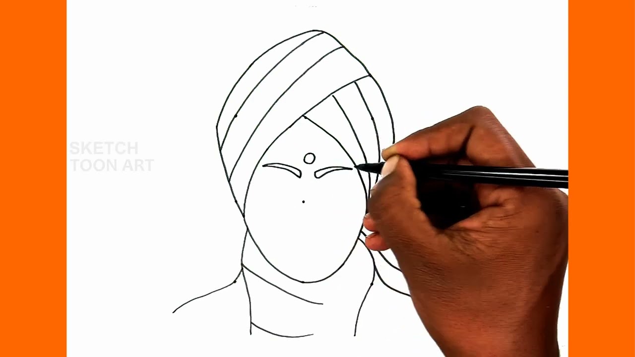 Bharathiyar drawing easy - freedom fighter - Tamil poet - How to draw Mahakavi bharathiyar drawing