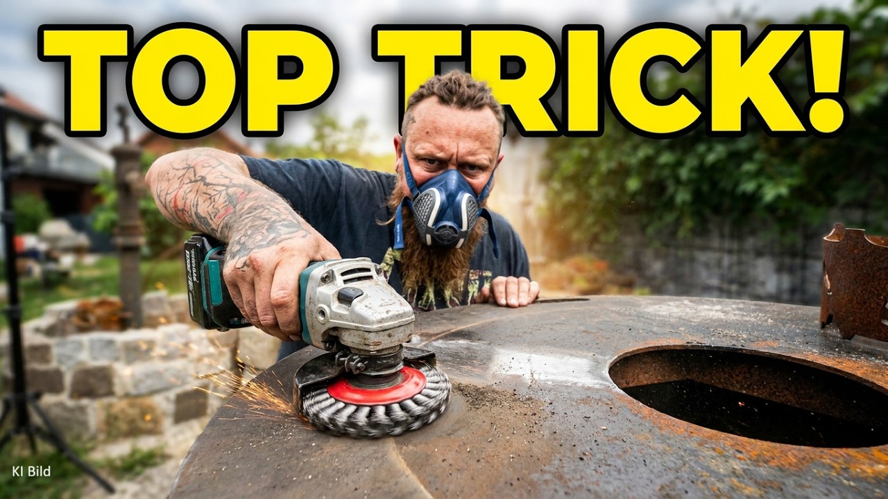 Feuerplatten Grill reinigen, Eingebranntes und Rost auf der Grill Platte entfernen, Teil 2/3