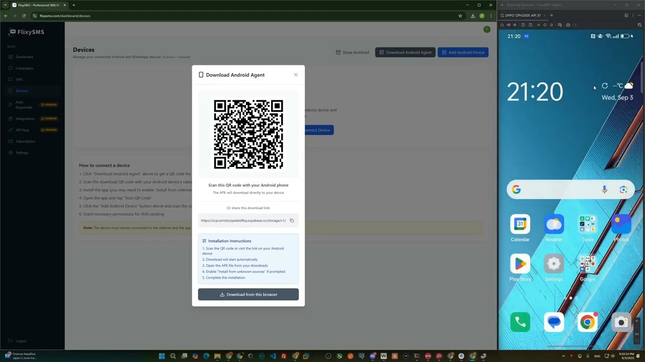 FlixySMS .. Android device as SMS gateway .. use your phone to send SMSs for free