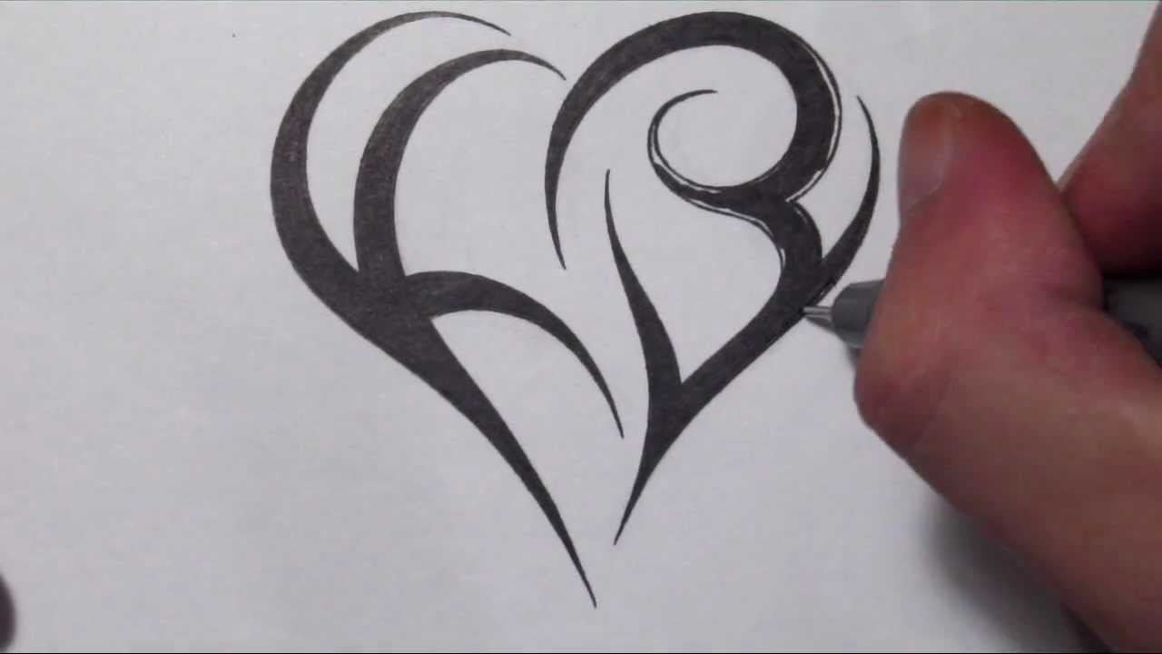 How To Create a Heart Using Letters - Tribal Initials Tattoo Design
