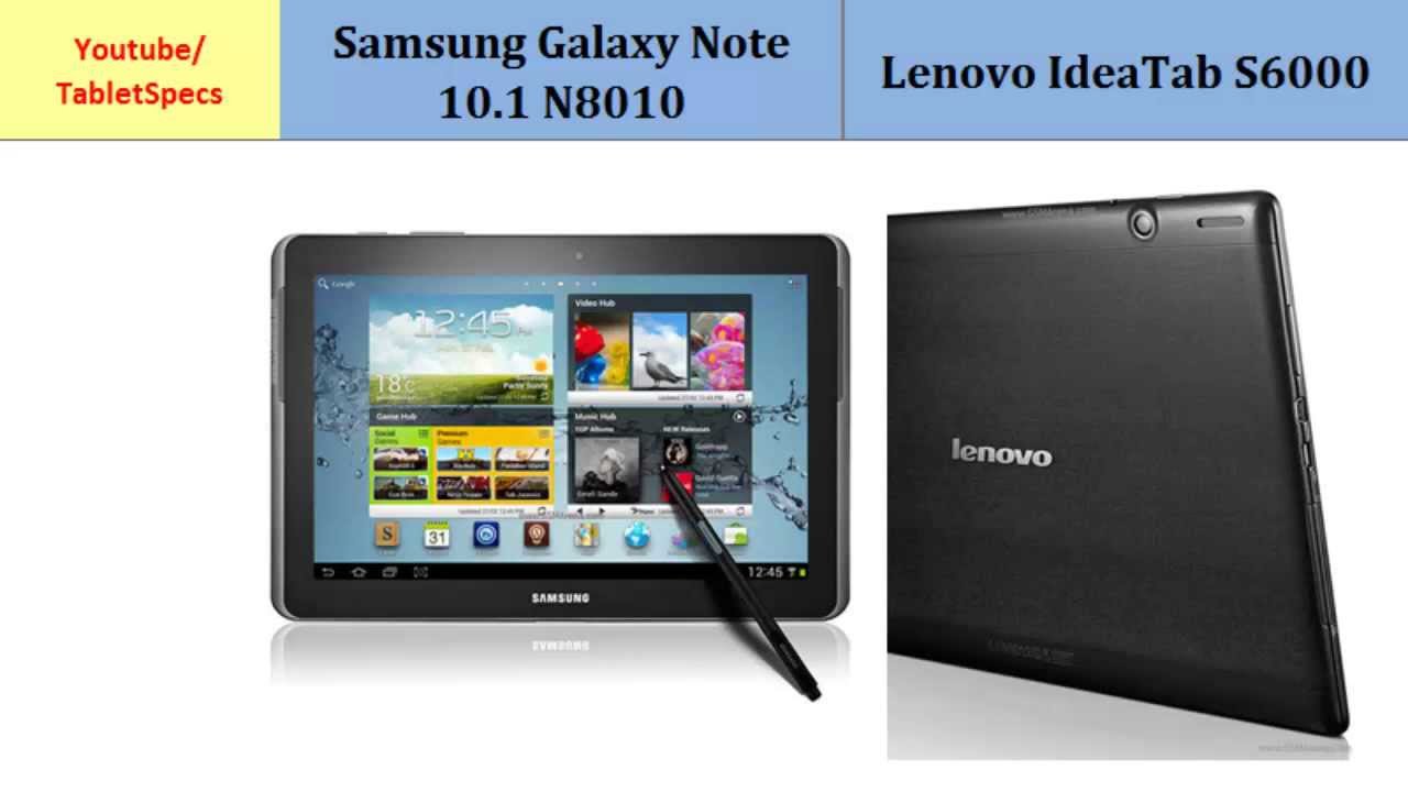 Samsung Galaxy Note 10.1 N8010 vs Lenovo IdeaTab S6000, full specifications