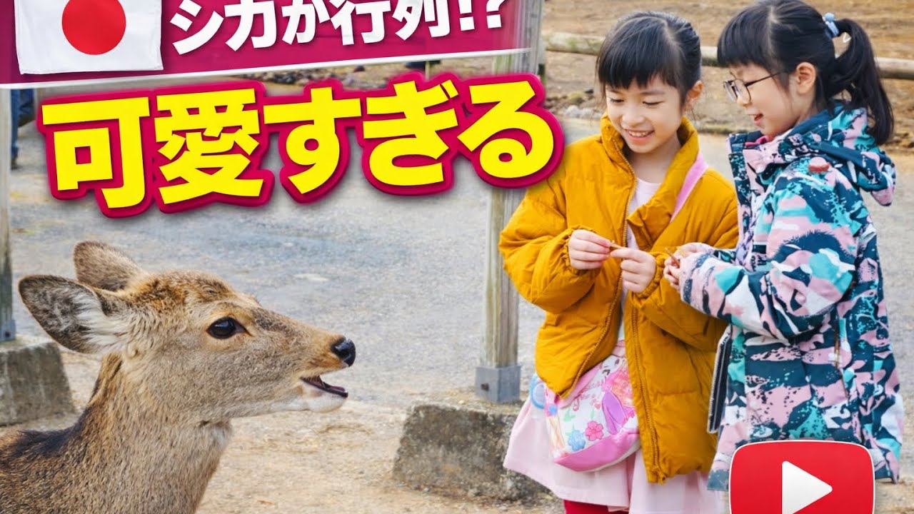 ビスケットを持った瞬間、シカの態度が変わった😳 泣かないシカ、泣きそうになる可愛さ子どもにだけ甘い!? 日本のシカが可愛すぎる