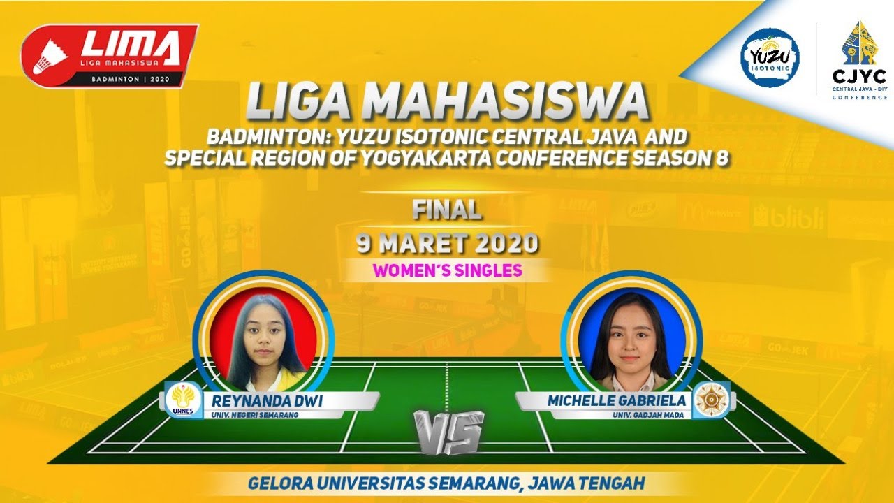 Final UNNES VS UGM Tunggal PUTRI  LIMA Badminton: Yuzu Isotonic CJYC Season 8