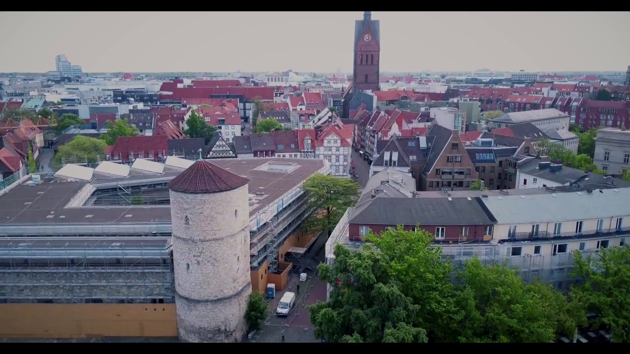 Hannover Altstadt von oben mit Kramerstra&szlig;e, Marktkirche und Co.