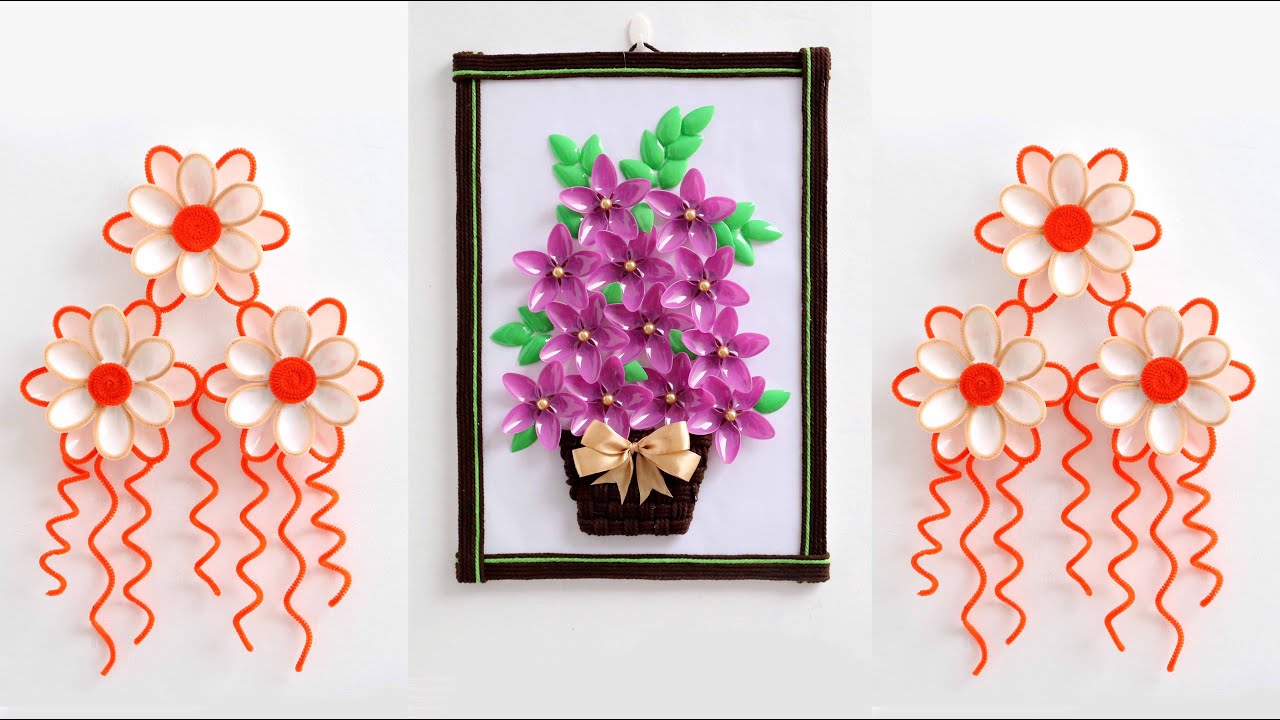 2 Ideas Plastic Spoon wall decoration | Best waste | Cara membuat hiasan dinding sendok plastik
