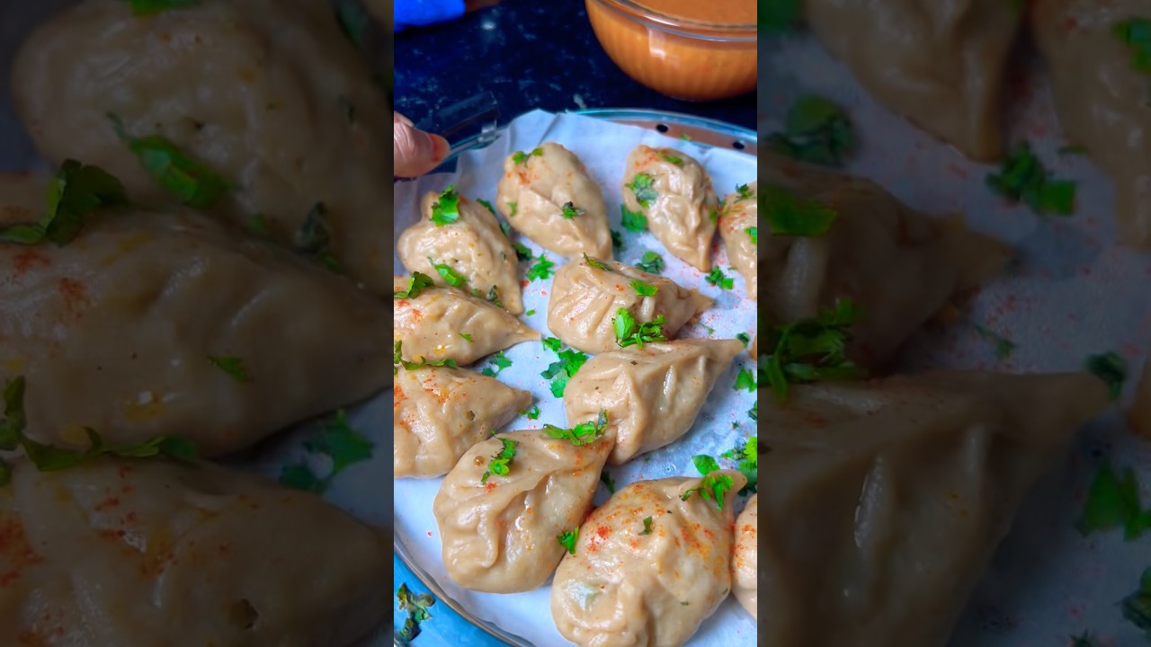 Healthy Atta Momos+Spicy Chutney in 1 Minute🥟🔥#shorts #shortsfeed #momos