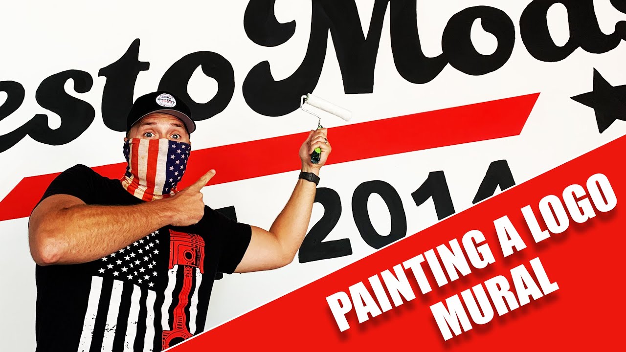 How to Paint a HUGE Logo Mural on Your Garage Wall! Anyone can do it!