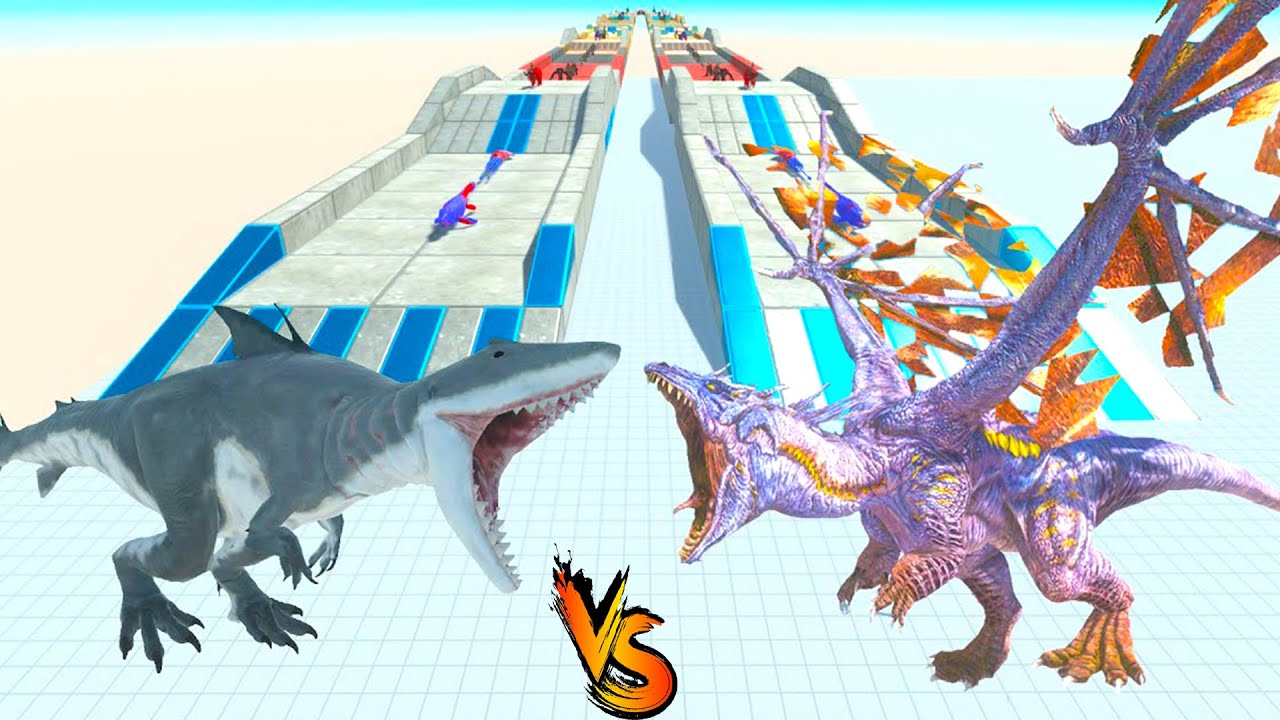 SHARK T REX DRAGON T REX vs RACE BATTLE COMPETITION - ARBS