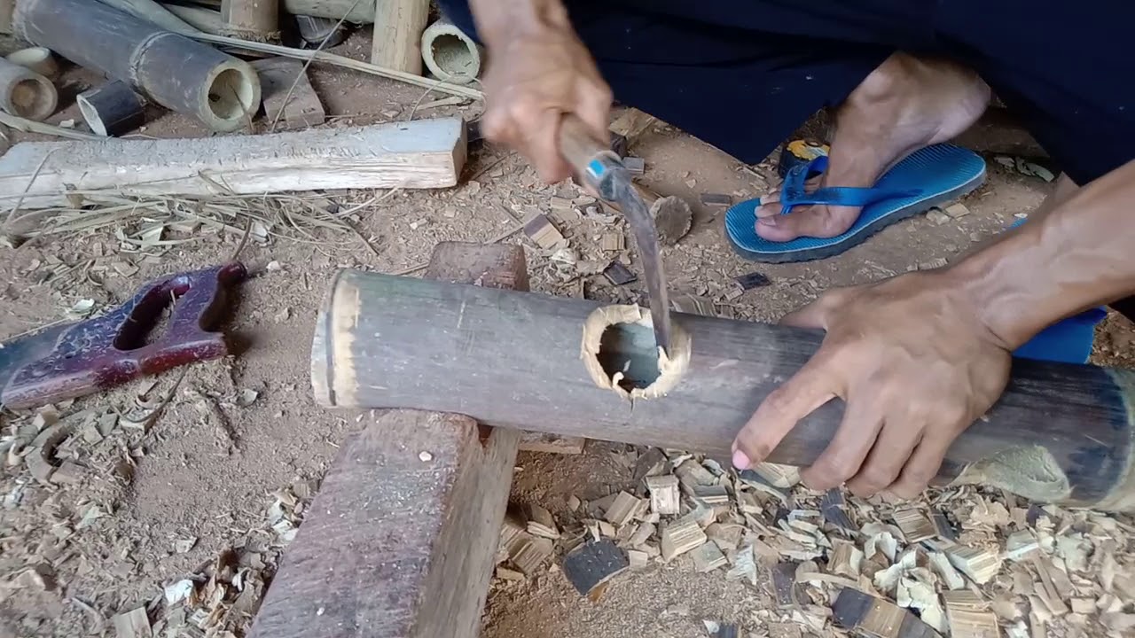 MEMBUAT KAKI DALAM PROSES PEMBUATAN KURSI BAMBU | MAKING BAMBO CHAIR