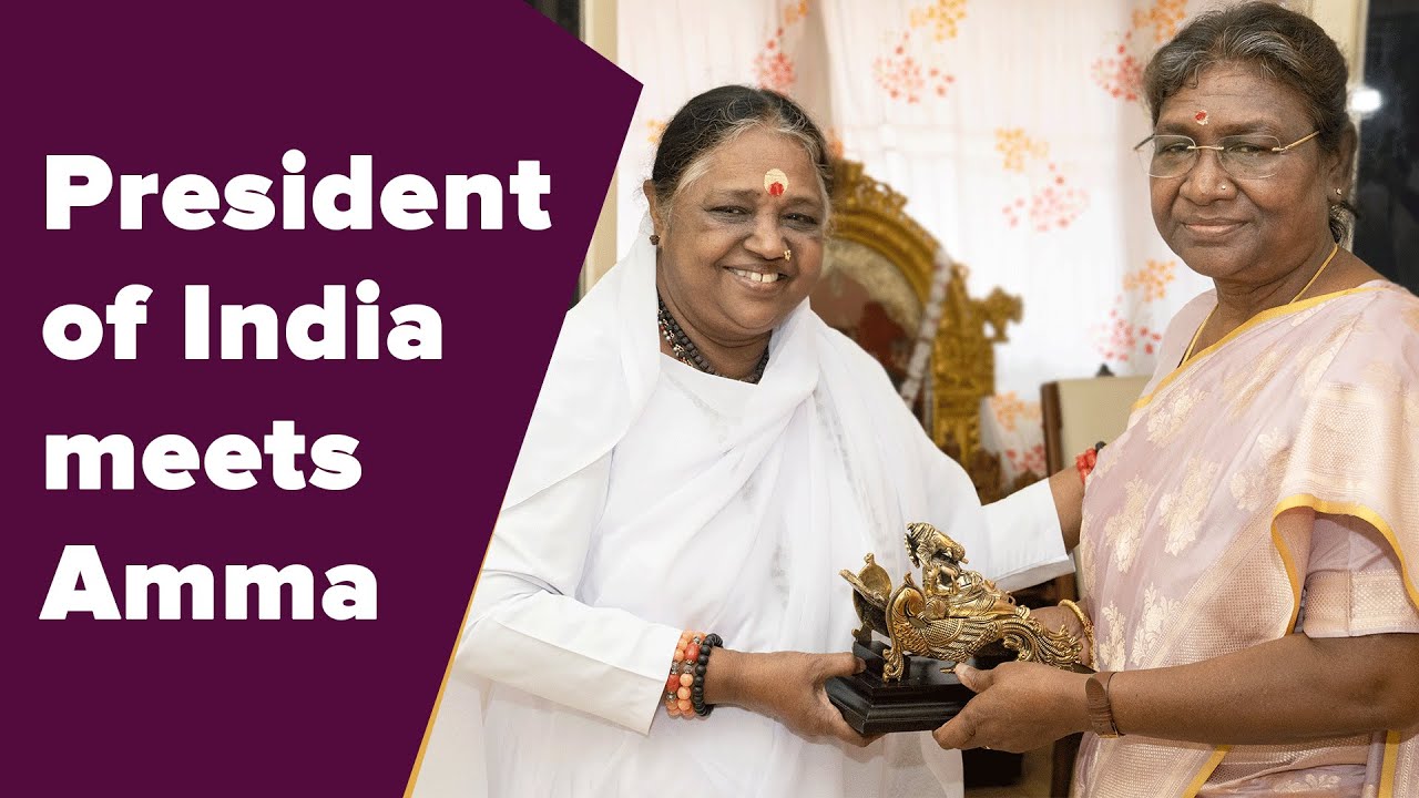 Honourable President of India Droupadi Murmu meets Amma at Amritapuri Ashram