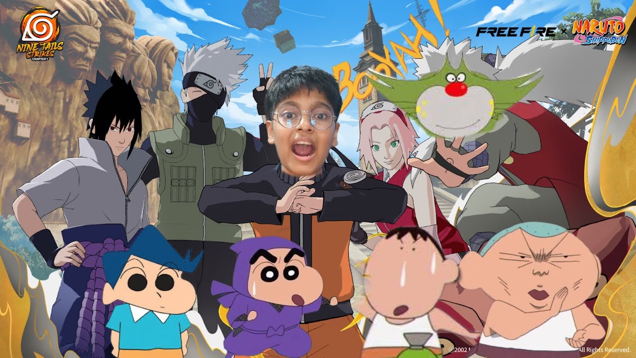 shinchan and his friends playing free fire Naruto update