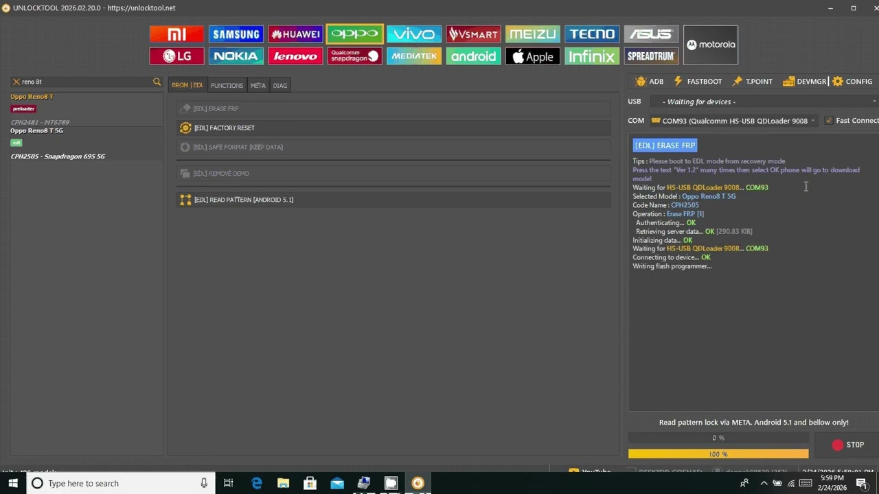 OPPO RENO 8T 5G FRP UNLOCK TOOL OK