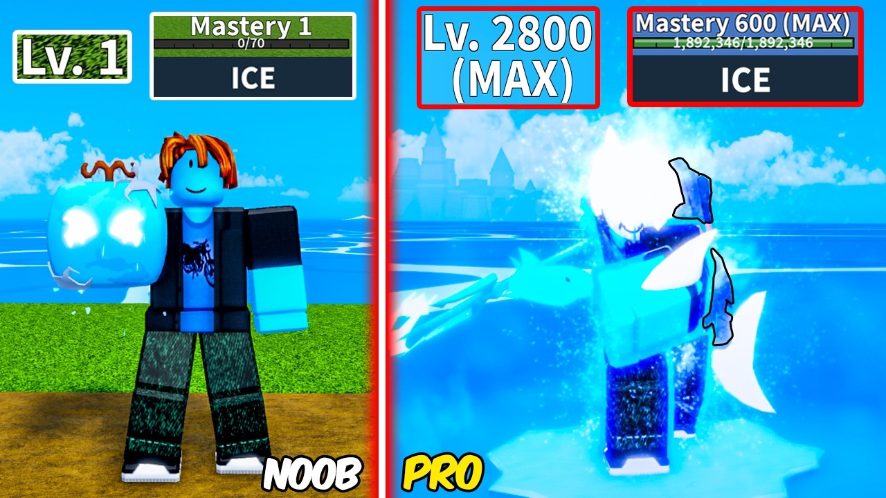 Level 1 to Max Level using only Ice Fruit | Unlocked Shark V4 and Leviathan Shield & F2P