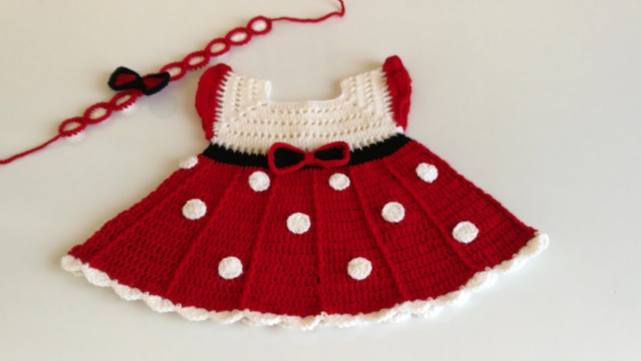 👗Bayramlık Bebek Elbisesi /Elbise Modelleri/Minnie Mause Dress / Prenses Bebek Elbisesi Tığ İşi