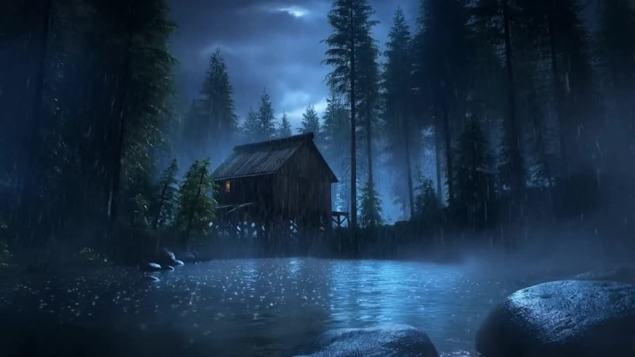 Rainy Forest Cabin by the River 🌧️ | 8 Hours Relaxing Rain & Water Sounds for Sleep