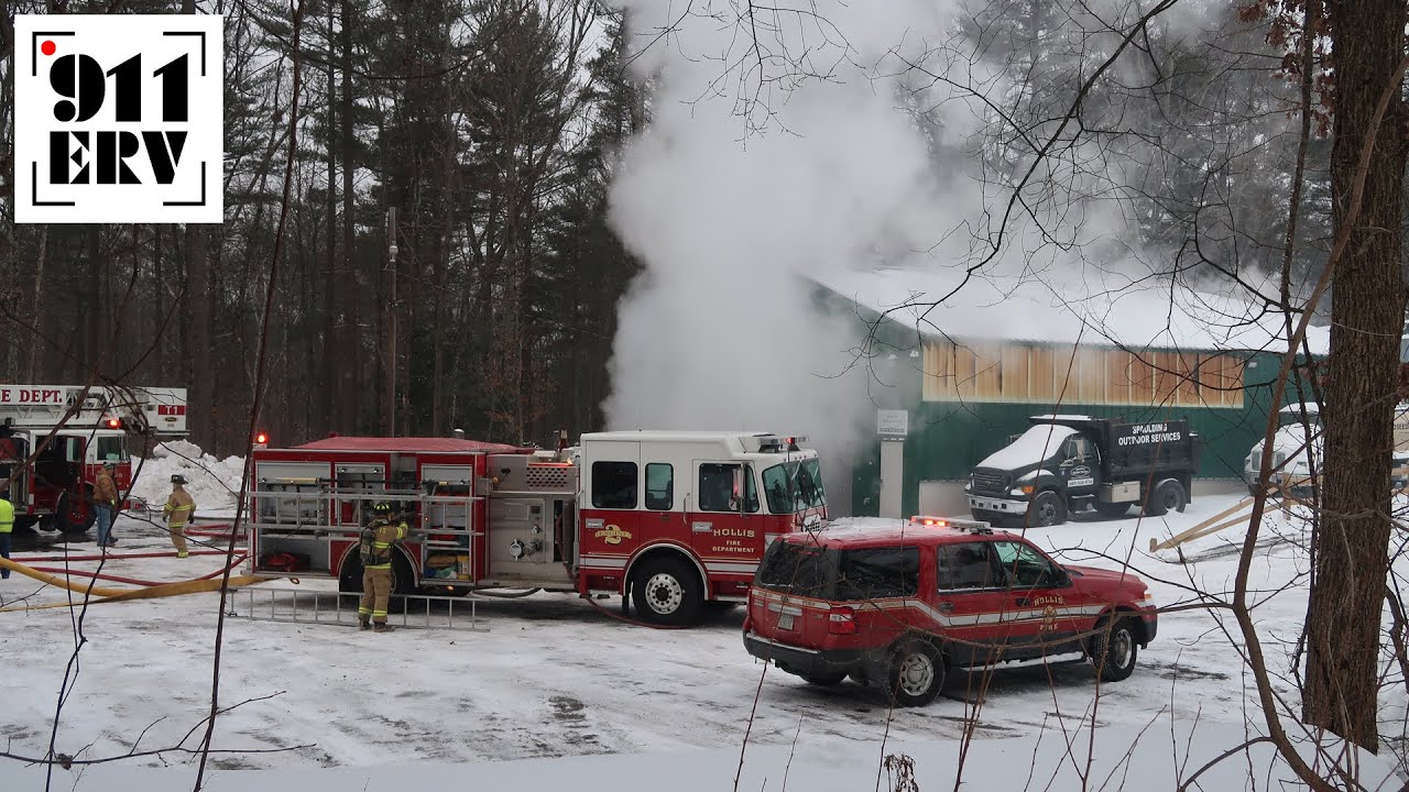 Garage Fire During Frigid Weather in Hollis