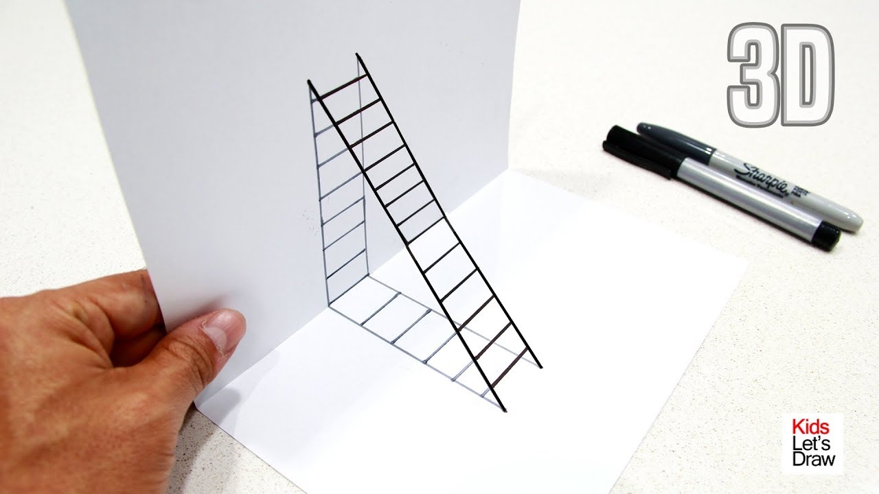 Cómo Dibujar una Escalera en 3D | Dibujos de Ilusión Óptica Escalera 3D