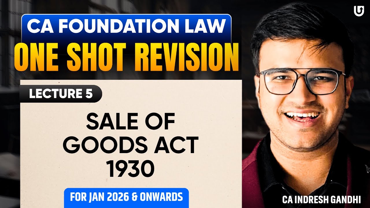 Sale of Goods Act 1930 SOGA CA Foundation Law Revision | Indresh Gandhi | ICAI CA | Jan 26 CA Exams