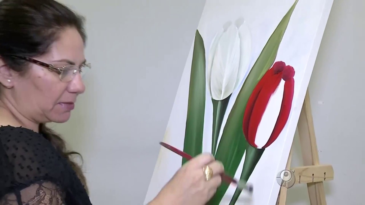 Pintura de Tulipas em tela - Cenário Feminino em 20/02/2016