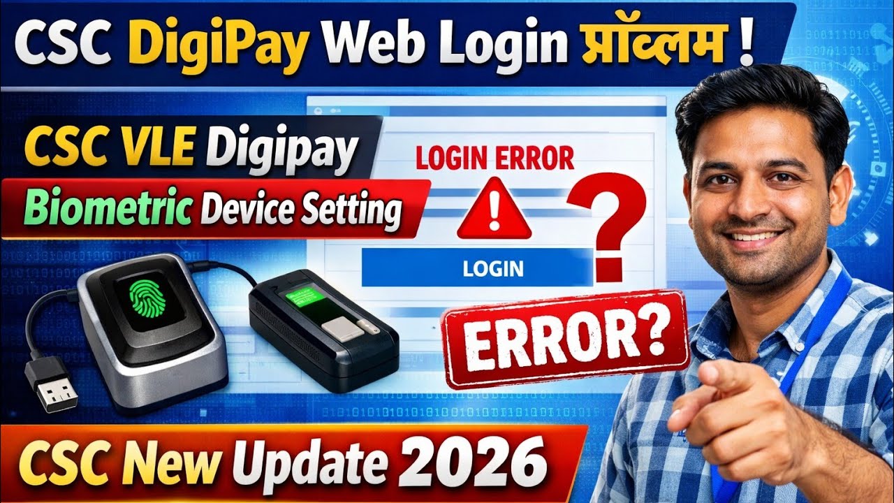 CSC Digipay Web Login प्रॉब्लम l CSC VLE Digipay Biometric Device Setting l CSC New Update 2026 