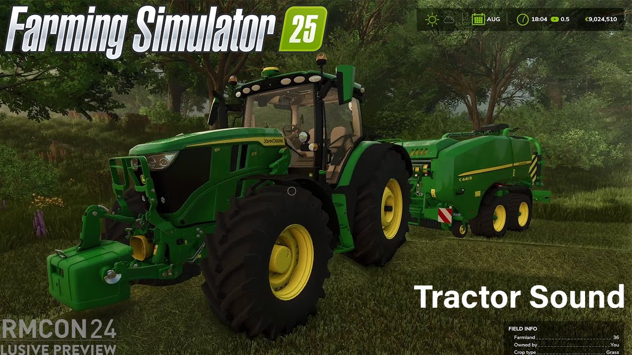 Farming Simulator 25 John Deere 6R 215 Sound 🚜🚜 Grass Harvesting and Balling | FS25 04.