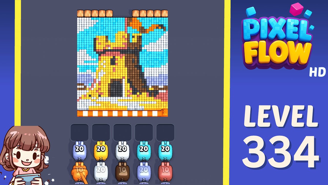 Pixel Flow Level 334 Solution Walkthrough