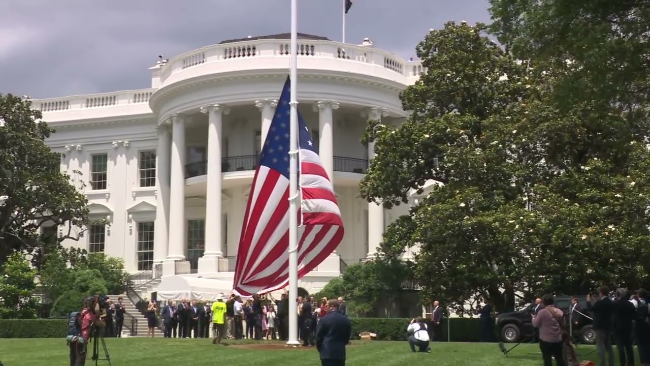 President Trump Participates in the Raising of the American Flag on the South Lawn