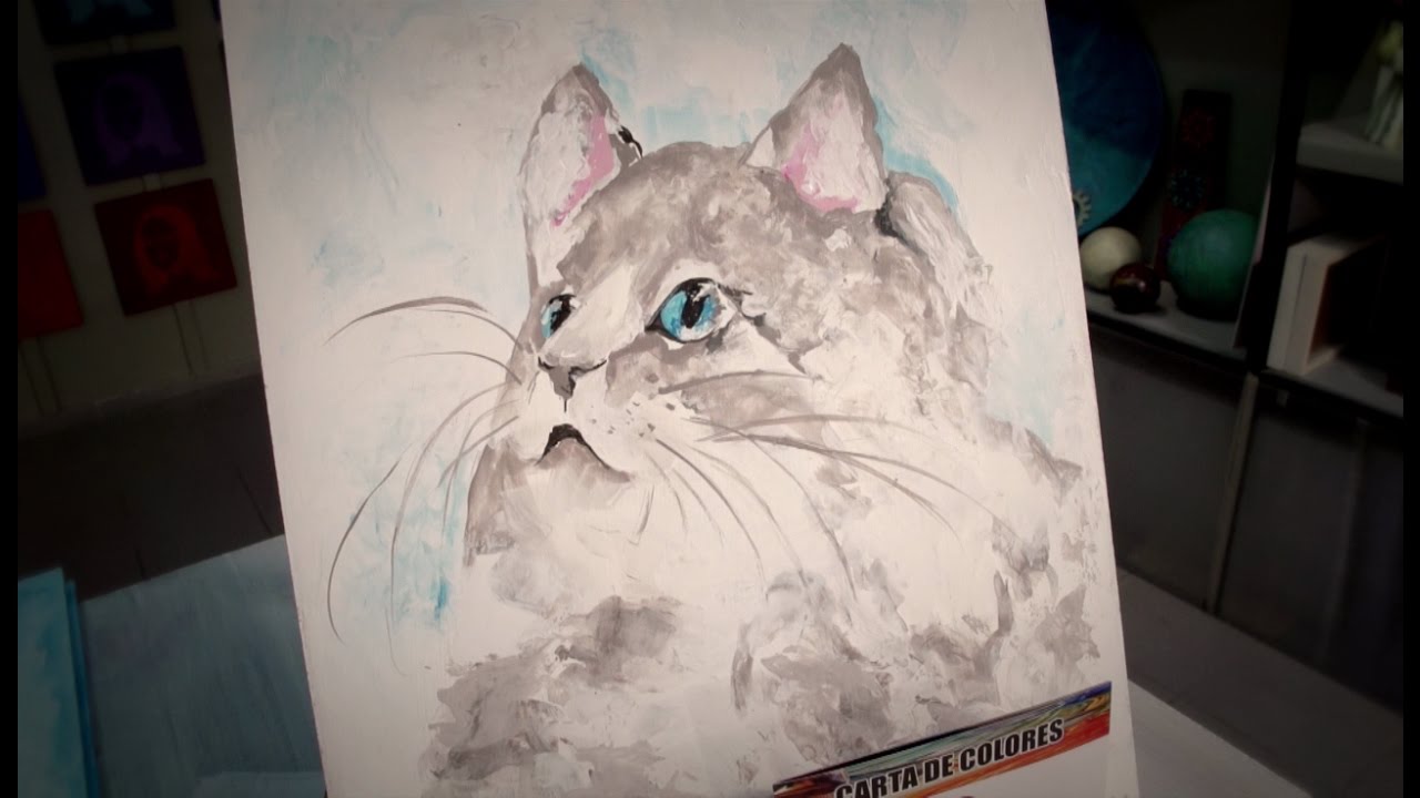 Cuadro de un gato con Acrílico Profesional “Gold” AD