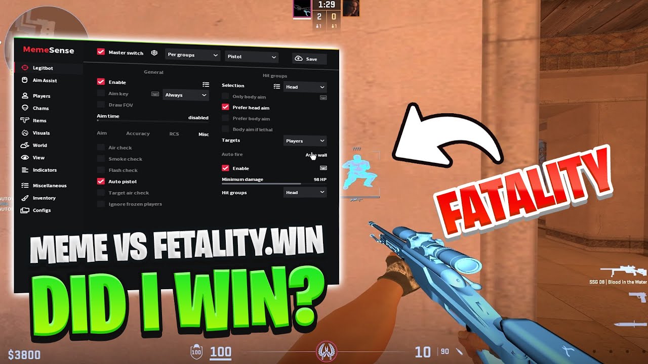 Memesense Vs Fatality.win | Legit + Rage config 👑