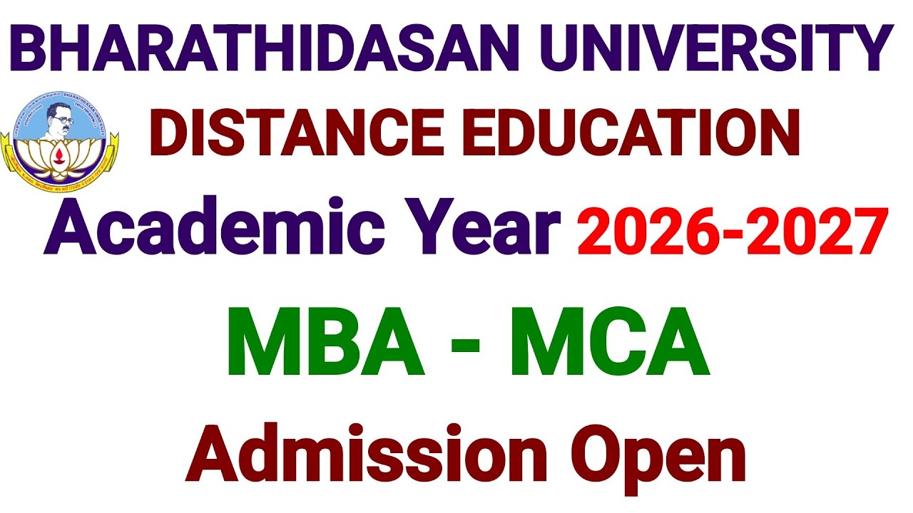 MBA and MCA Admission 2026 Open for Bharathidasan University Distance Education