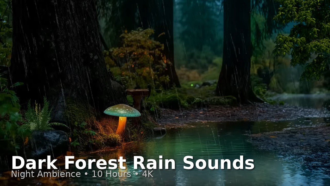 4K Dark Forest Heavy Rain Sounds 🌧️ Night Ambience for Deep Sleep (10 Hours)