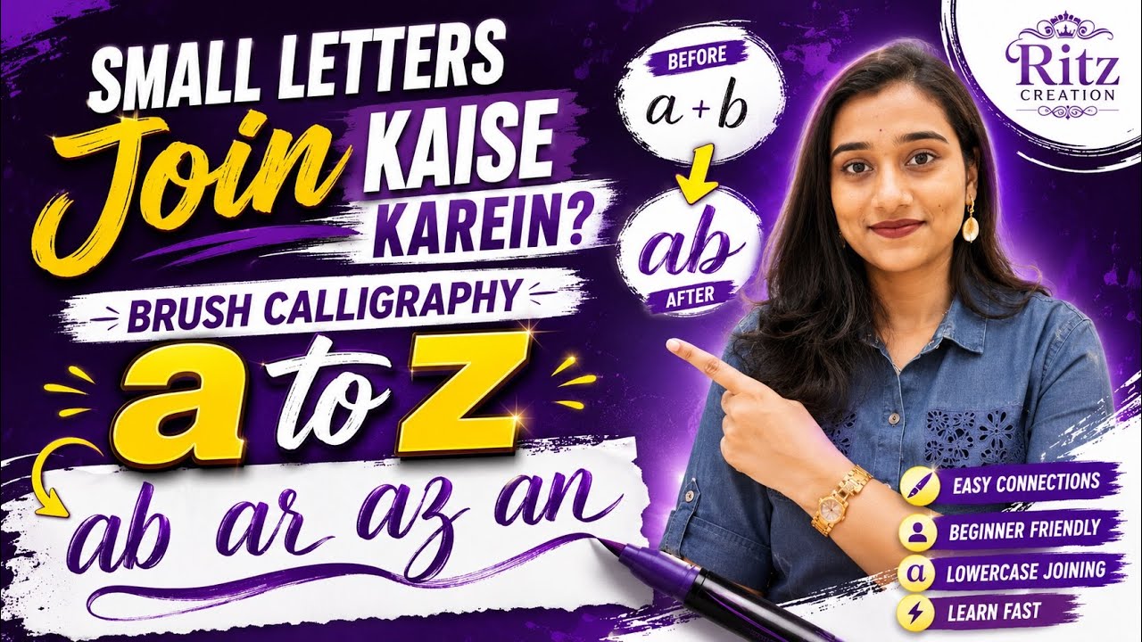 Beginner's Guide: How to Connect Letters (aa to az ) in Brush Calligraphy #calligraphy #diywithritz