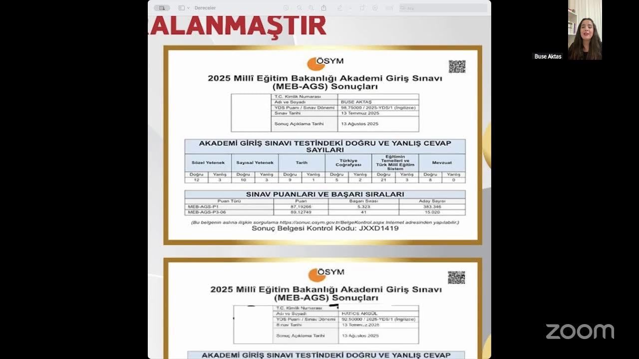 Meb - Ags Türkiye 41.'si olan öğrencimiz Buse Aktaş ile süreç üzerine sohbetimiz.