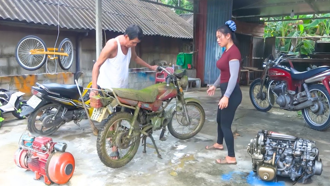 Mechanical  Girl Restores a 1990 Novia Indonesia Motorcycle to Help a Local Farmer