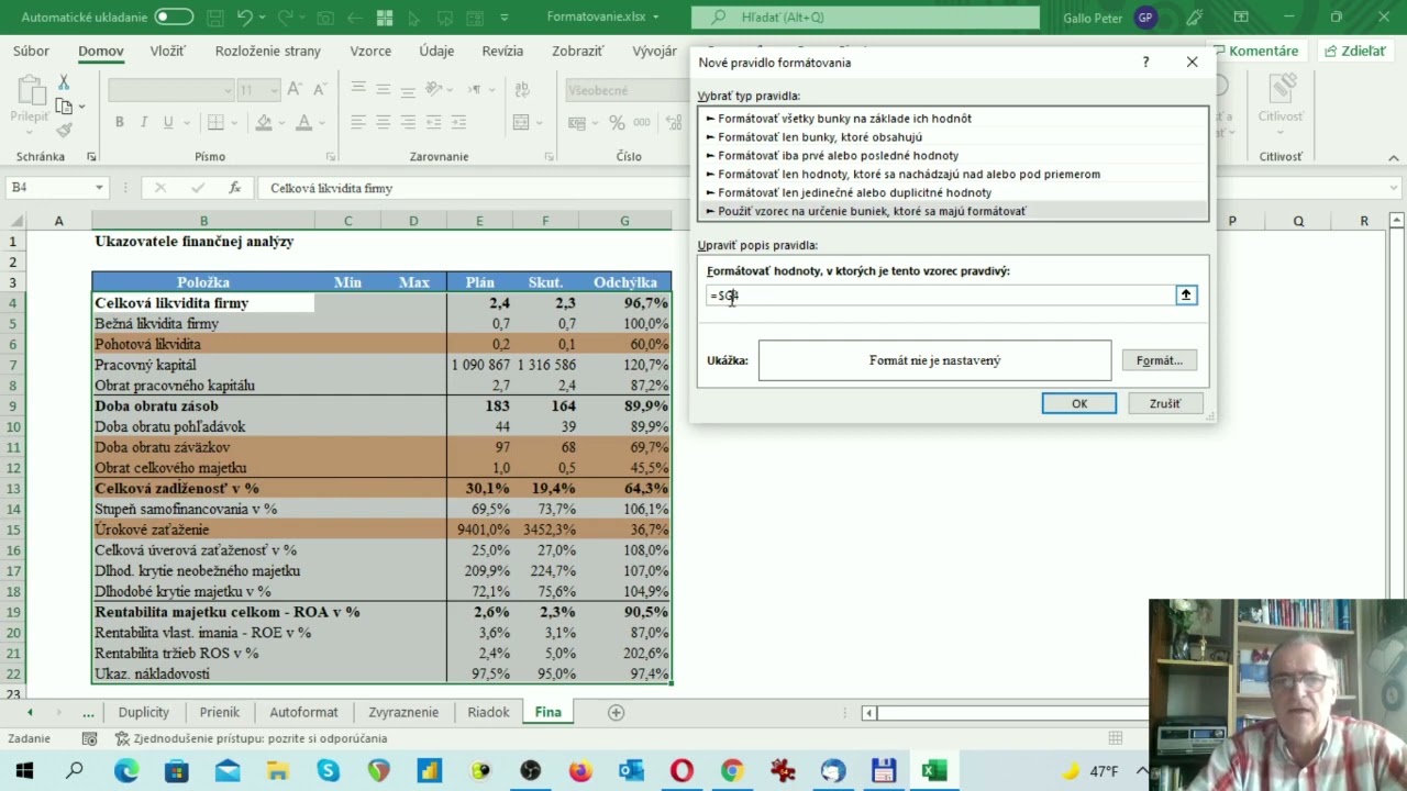 Excel - Podmienen&eacute; form&aacute;tovanie (Conditional Formatting in controlling)