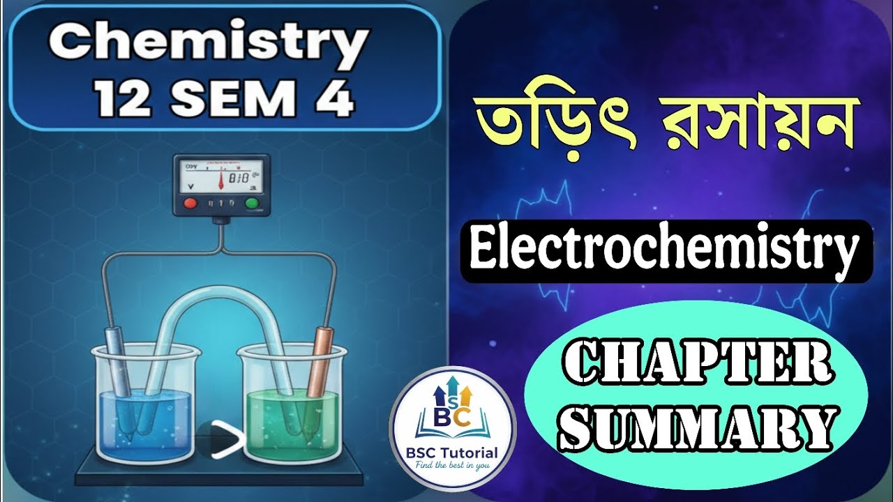Electrochemistry (তড়িৎ রসায়ন) chapter summary class 12 semester 4 chemistry @BSC_Tutorial 