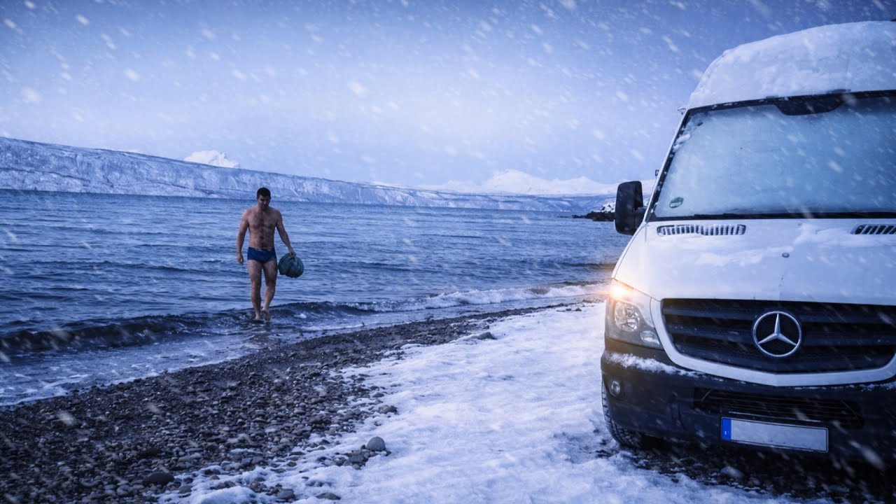 Winter Camping −25°C | Aurora, Mountains & Polar Plunge