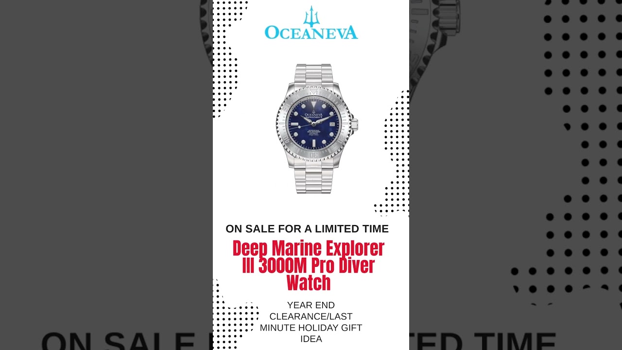 Oceaneva Men's Deep Marine Explorer III 3000M Pro Diver Watch Navy Mother Of Pearl Dial