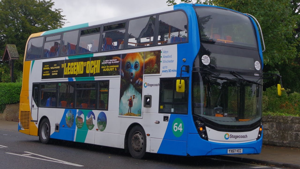 Full Ride: Bus Route 64 Alton - Winchester. Stagecoach Enviro400 MMC 10890 (YX67 VCC)