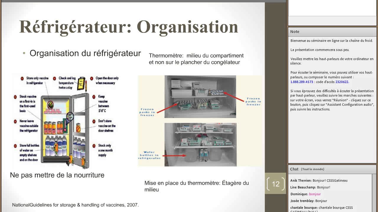 Webinaire -- Immunisation Canada -- chaîne du froid