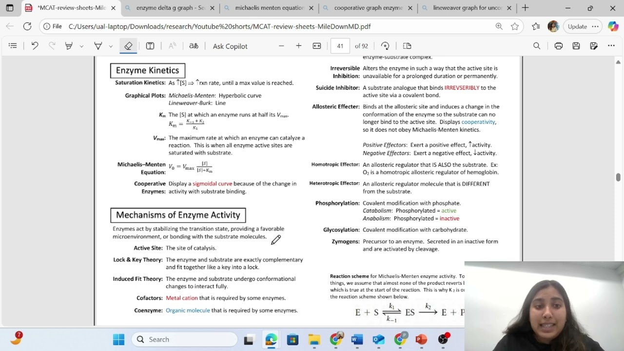 Biochemistry chapter-2 Enzymes | #mcatprep #mcat| 1 shot video!| How I study for my exam