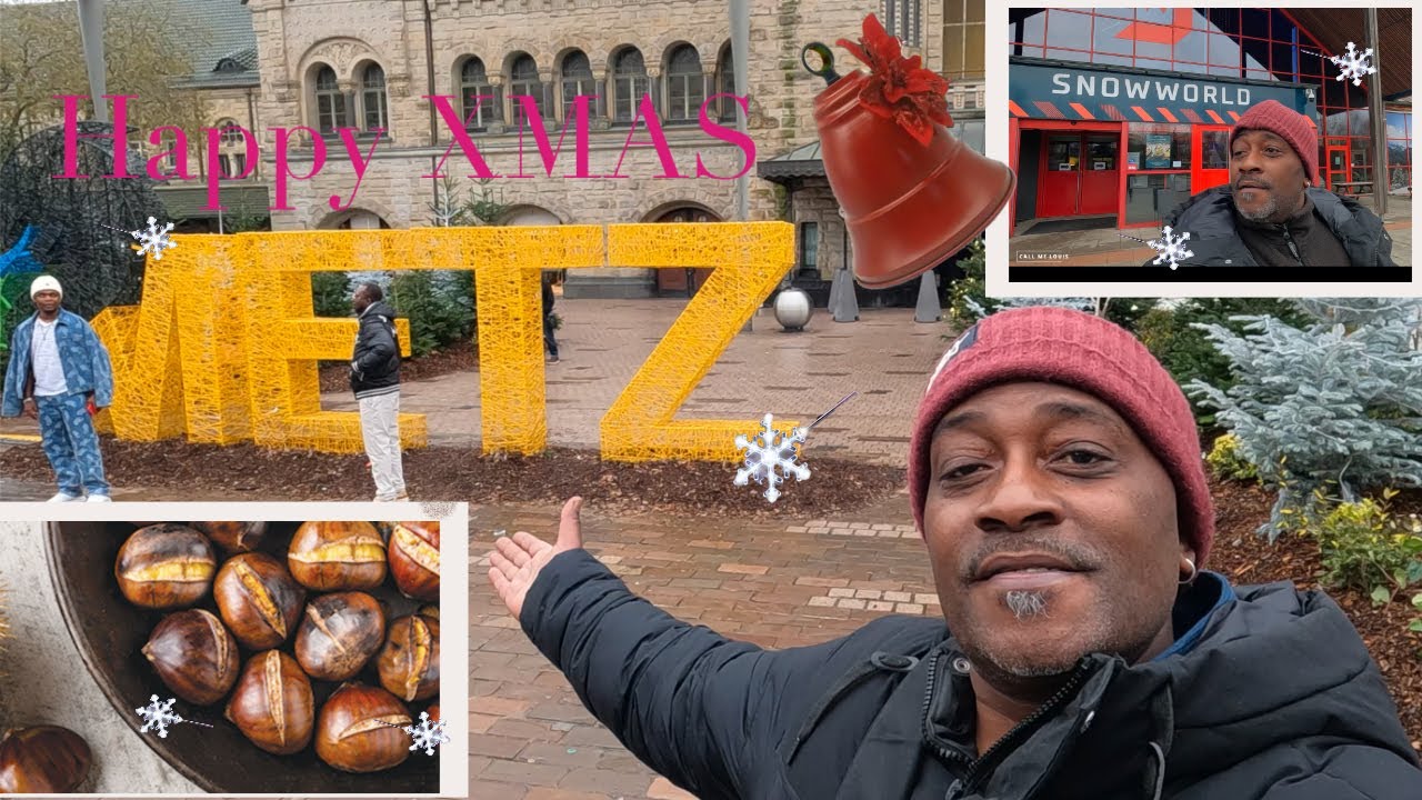 Metz christmas grilled chestnuts market chalet indoor ski and cathedral