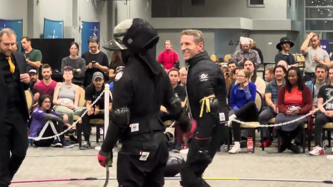 Antoni Olbrychski (Black) vs Robert Child (Gold) Sabre gold medal match in SoCal Swordfight 2025