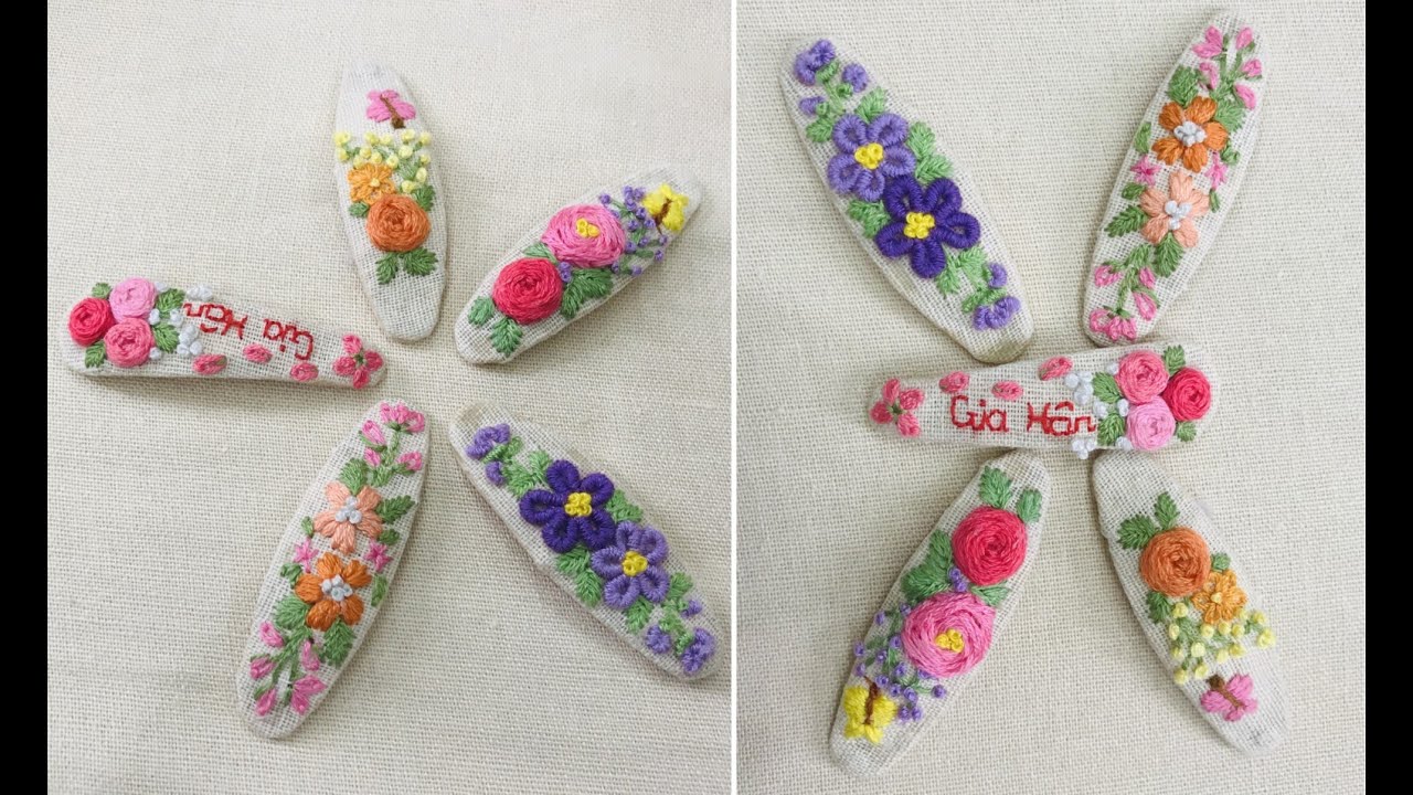 How To Hand Embroidery Hairpin | DIY Hair Barrette | Hair accessories Tutorial