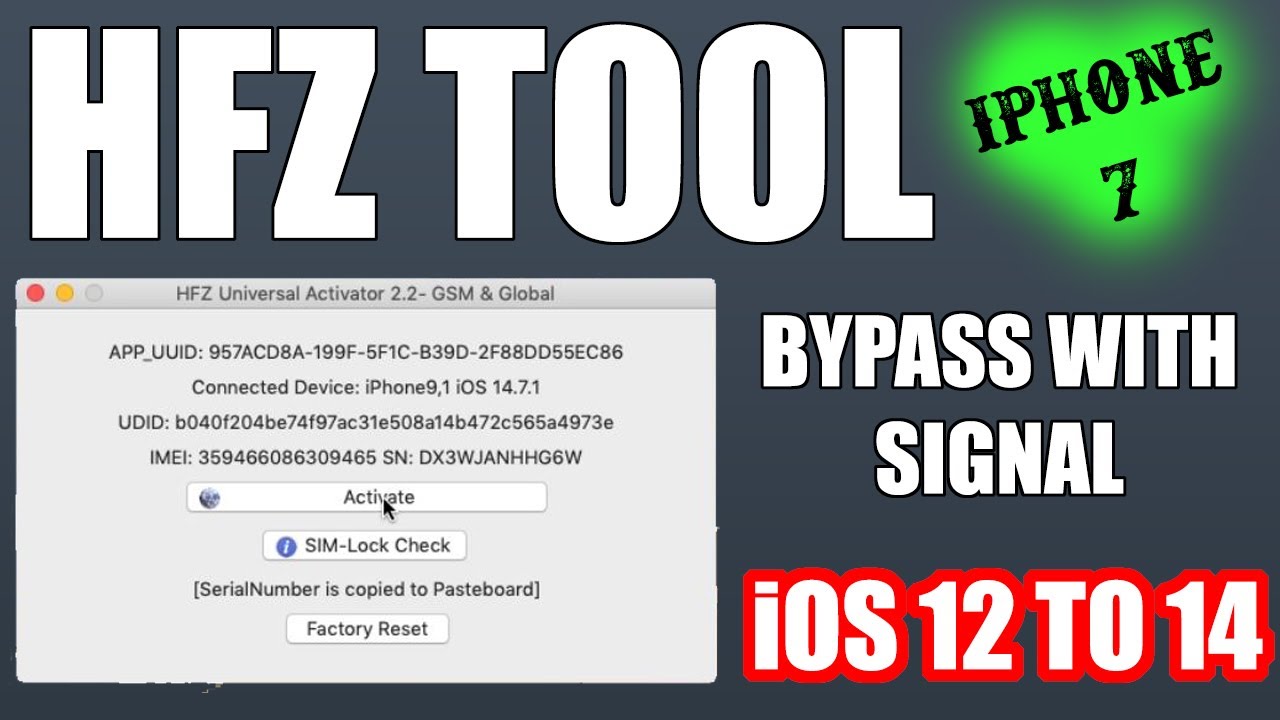 HFZ TOOL FULL BYPASS FOR IPHONE 7 WITH SIGNAL