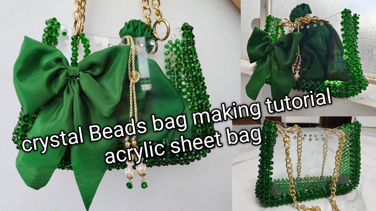 Crystal beads bag making tutorial at home . Acrylic sheet bag making #diycrafts #tutorial video 