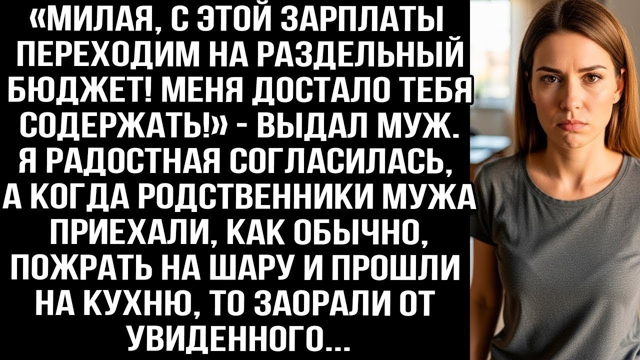 «Милая, с этой зарплаты переходим на раздельный бюджет! Меня достало тебя содержать!» - выдал муж..
