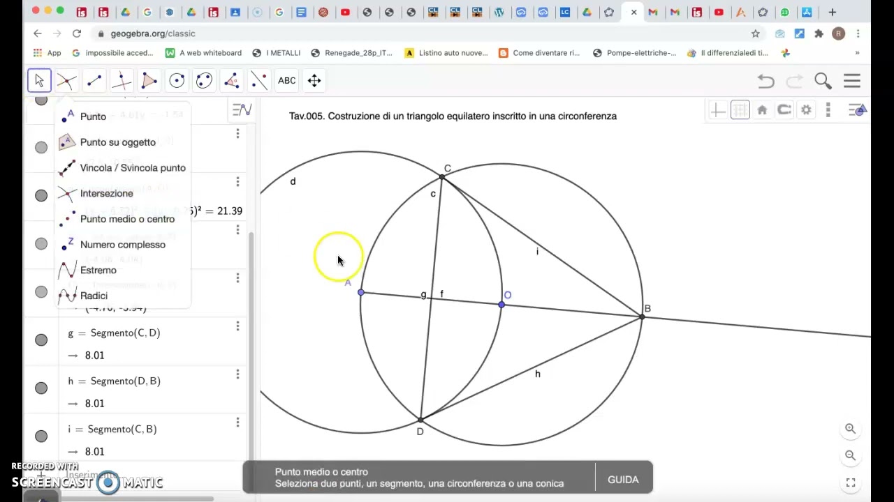 Costruzione di un triangolo equilatero iscritto in una circonferenza