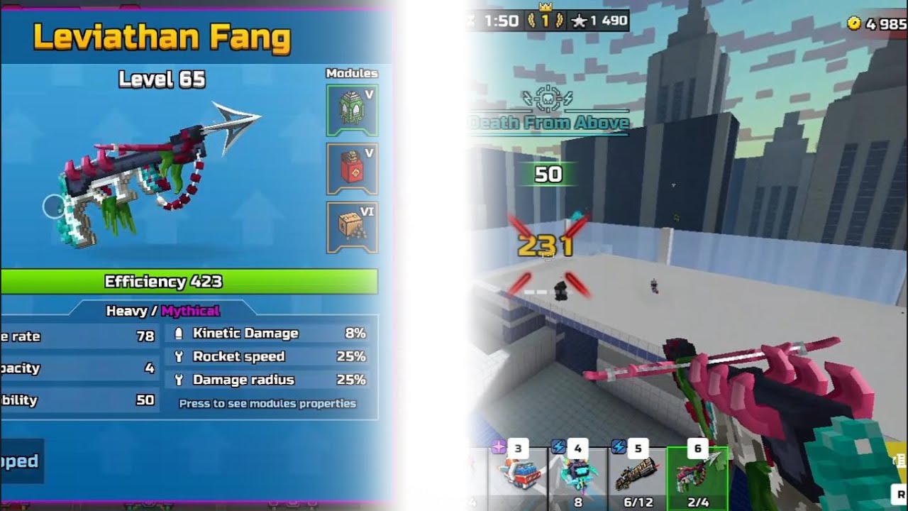 Pixel Gun 3D - Gameplay with weapon Leviathan Fang