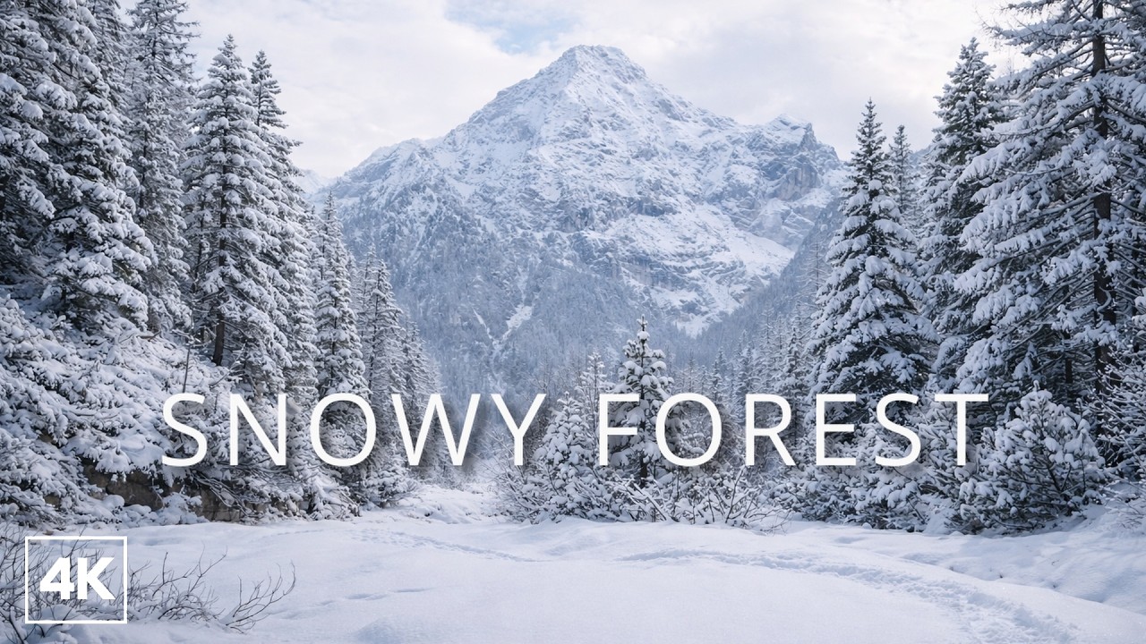 Walking Through a Snowy Mountain Forest | Cold Winter Ambience